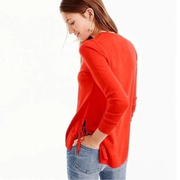 J. Crew Purple Merino Wool Side Tie Slit Sweater - Picture 3 of 10